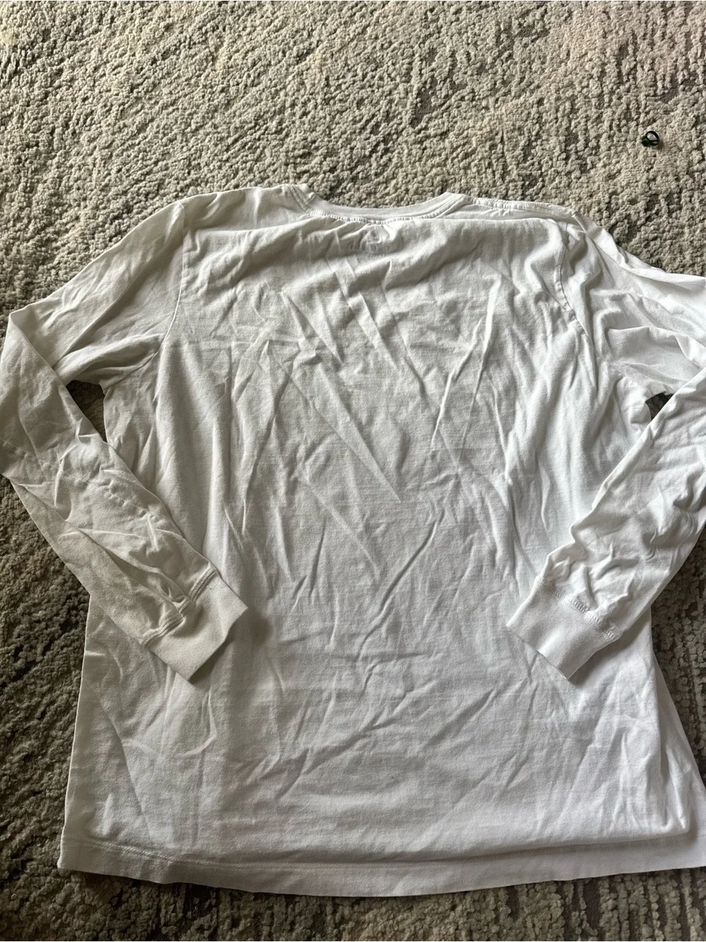 Nike White Long-Sleeve Crewneck with Black Swoosh